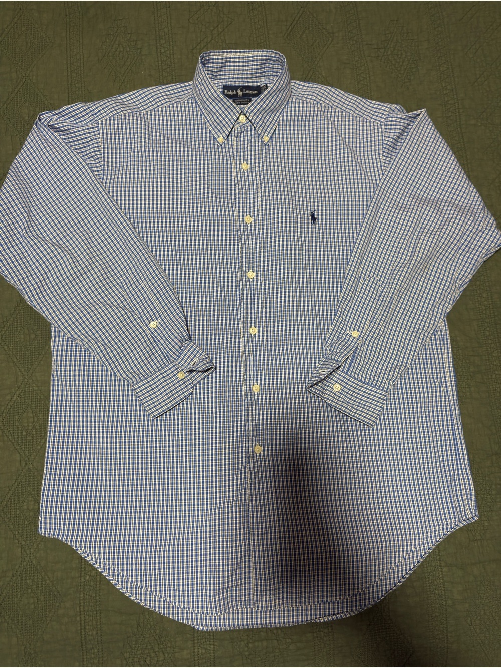 Ralph Lauren Yarmouth Blue White Check Shirt 15.5 33